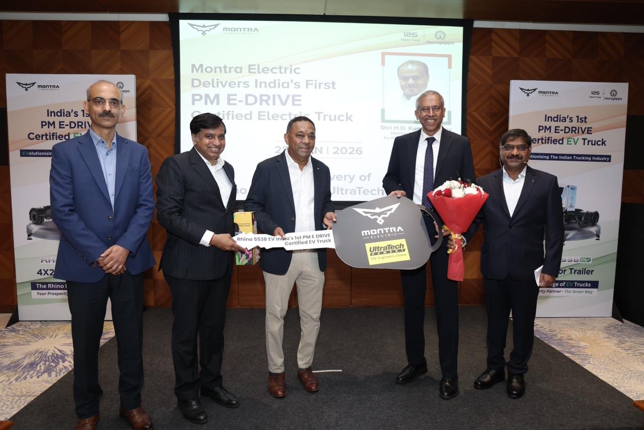 Montra Electric Rhino 5538 EV heavy electric truck delivered to UltraTech Cement