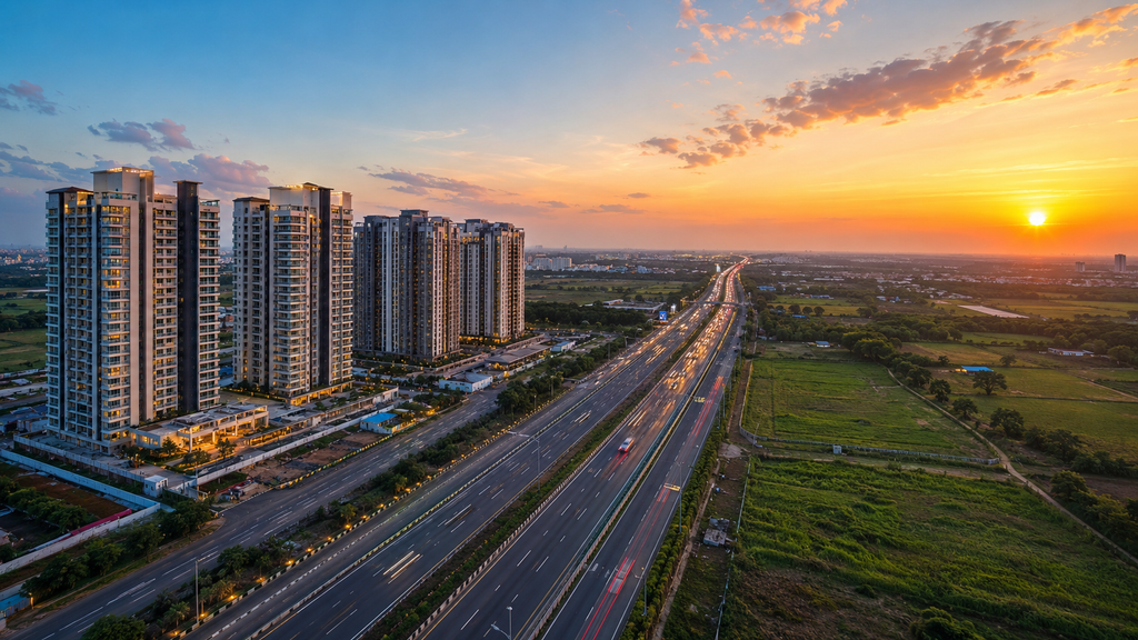 Lucknow Real Estate: Sukriti Group’s Strong Identity in Affordable Housing & Premium Farmhouses 2 Lucknow real estate boom showing residential apartment projects along outer highway corridors by real estate developer and builder in Lucknow
