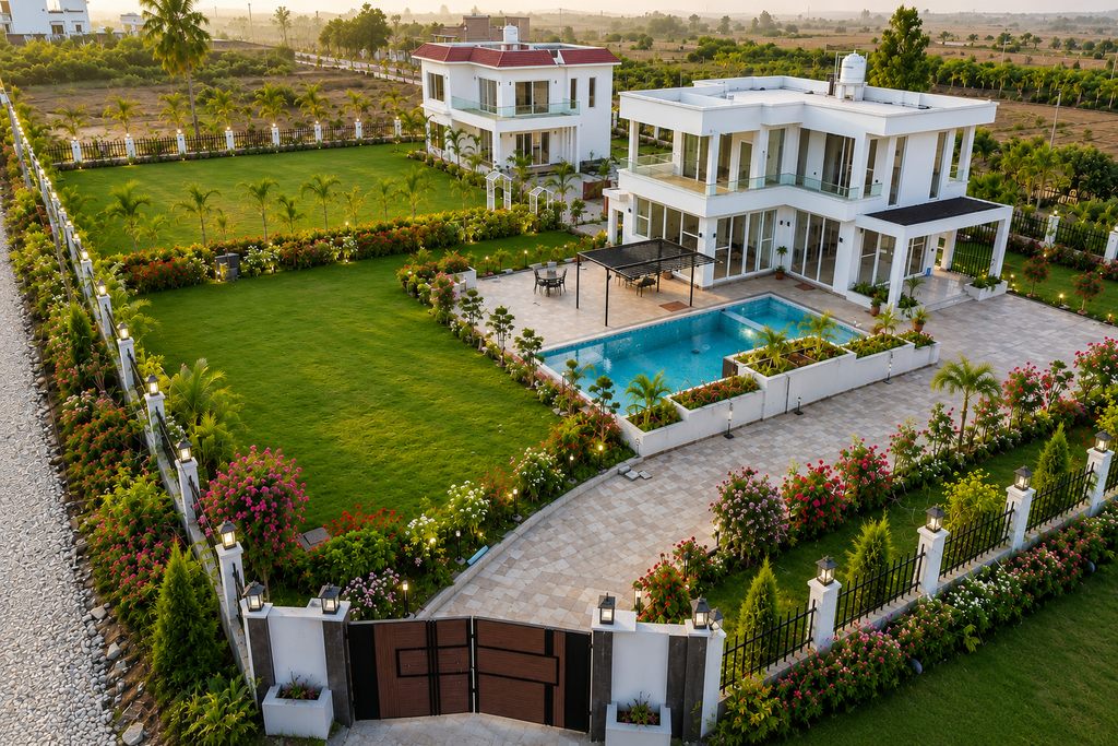 Farmhouse for Sale in Lucknow: The Villagio Unveils Luxury Managed Farmland Near Mohanlalganj 3 farmhouse land for sale -with-club-house